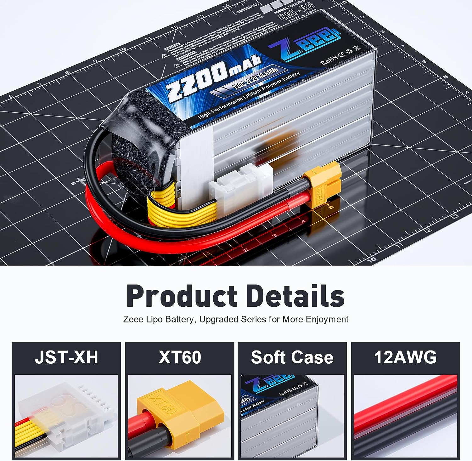 Zeee 6S 2200mAh Lipo batterie  - 6S Lipo Battery 22.2V 5000Mah avis et prix