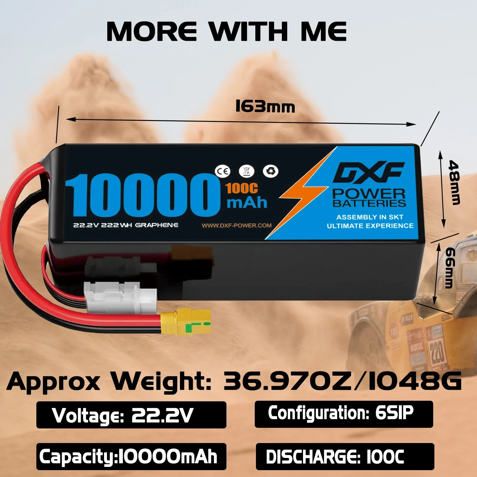 Batterie Lipo DXF 6S 10000mAh  - 6S Lipo Battery 22.2V 5000Mah avis et prix