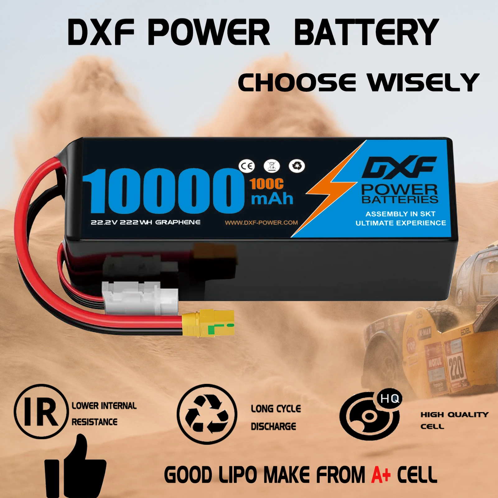 Batterie Lipo DXF 6S 10000mAh  - 6S Lipo Battery 22.2V 5000Mah avis et prix