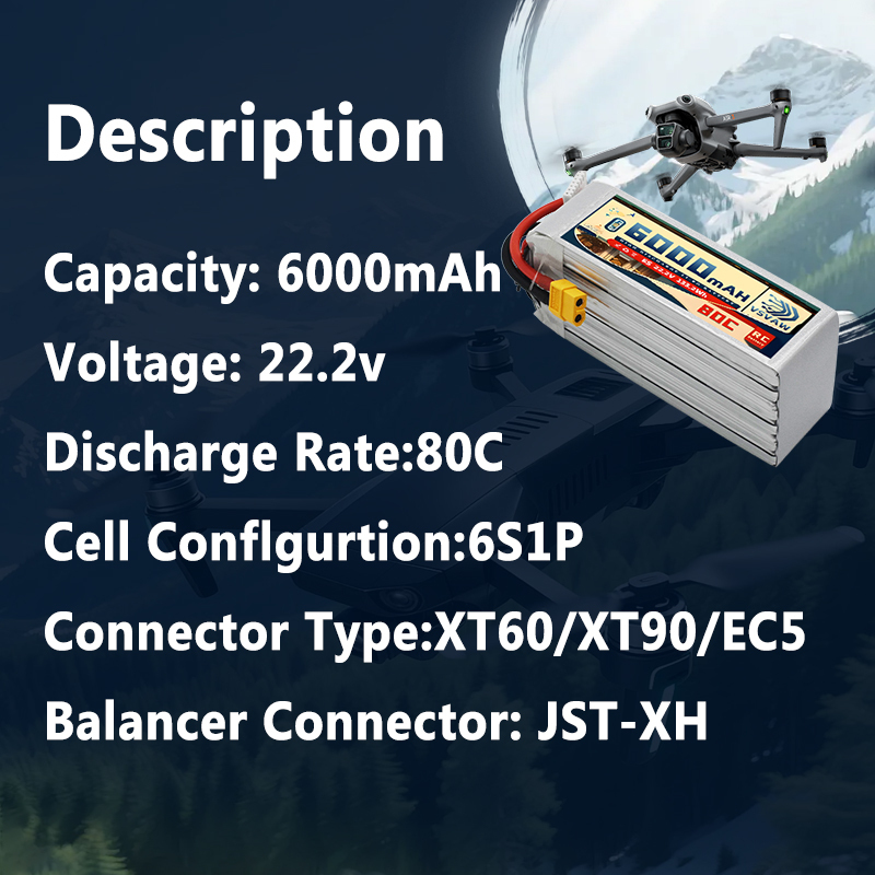 Batterie Lipo VSVAW 6S 6000mAh - 6S Lipo Battery 22.2V 5000Mah avis et prix